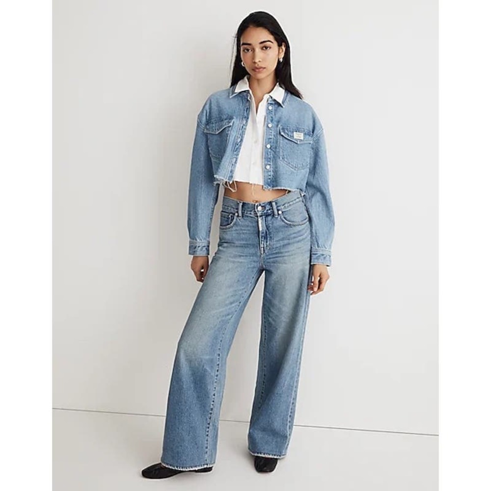 Madewell x Molly Dickson Denim Oversized Crop Shirt Jacket Medium